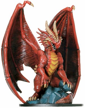 D&D Miniatures - Click to view the stats for Huge Red Dragon Miniature