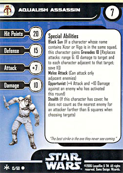 Star Wars Miniature Stat Card - Aqualish Assassin, #15 - Common