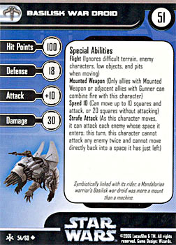 Star Wars Miniature Stat Card - Basilisk War Droid, #54 - Uncommon