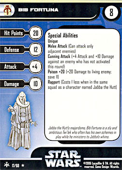 Star Wars Miniature Stat Card - Bib Fortuna, #17 - Rare