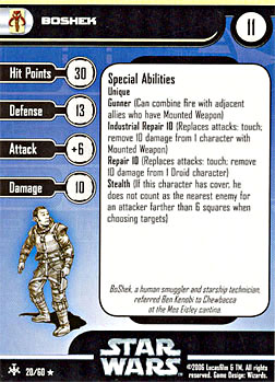 Star Wars Miniature Stat Card - BoShek, #20 - Rare