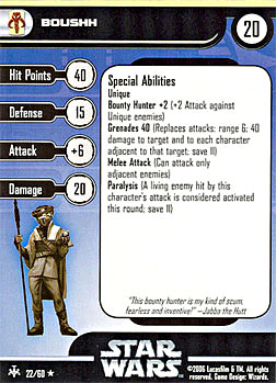 Star Wars Miniature Stat Card - Boushh, #22 - Rare