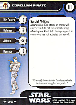 Star Wars Miniature Stat Card - Corellian Pirate, #24 - Uncommon