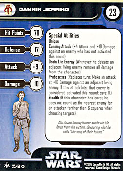 Star Wars Miniature Stat Card - Dannik Jerriko, #25 - Very Rare