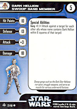 Star Wars Miniature Stat Card - Dark Hellion Swoop Gang Member, #27 - Common
