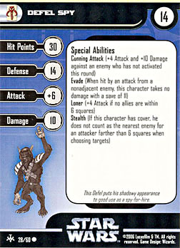 Star Wars Miniature Stat Card - Defel Spy, #28 - Common