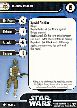 Star Wars Miniature Stat Card - Djas Puhr, #30 - Rare