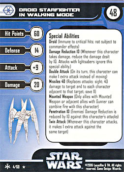 Star Wars Miniature Stat Card - Droid Starfighter in Walking Mode, #4 - Rare