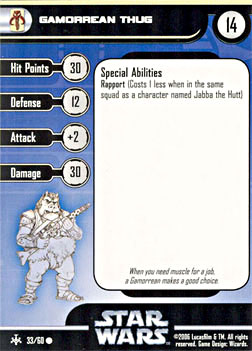 Star Wars Miniature Stat Card - Gamorrean Thug, #33 - Common