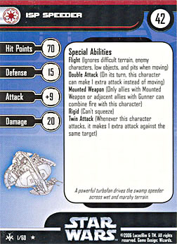 Star Wars Miniature Stat Card - ISP Speeder, #1 - Rare