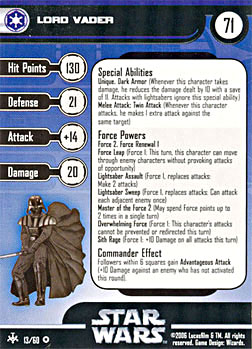 Star Wars Miniature Stat Card - Lord Vader, #13 - Very Rare