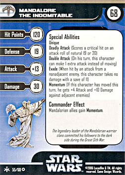 Star Wars Miniature Stat Card - Mandalore the Indomitable, #55 - Very Rare