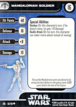 Star Wars Miniature Stat Card - Mandalorian Soldier, #58 - Common
