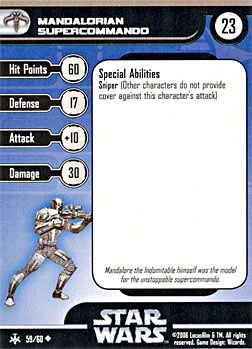 Star Wars Miniature Stat Card - Mandalorian Supercommando, #59 - Uncommon