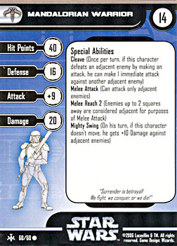 Star Wars Miniature Stat Card - Mandalorian Warrior, #60 - Common