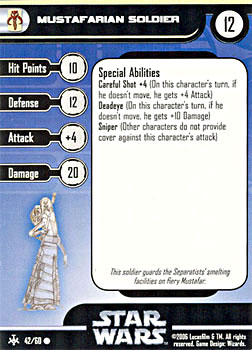 Star Wars Miniature Stat Card - Mustafarian Soldier, #42 - Common