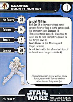 Star Wars Miniature Stat Card - Quarren Bounty Hunter, #45 - Common