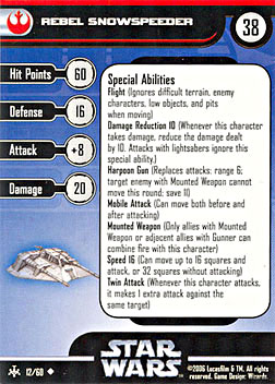 Star Wars Miniature Stat Card - Rebel Snowspeeder, #12 - Uncommon