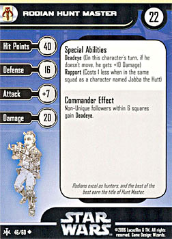 Star Wars Miniature Stat Card - Rodian Hunt Master, #46 - Uncommon