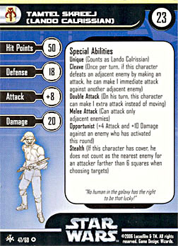 Star Wars Miniature Stat Card - Tamtel Skreej (Lando Calrissian), #47 - Very Rare