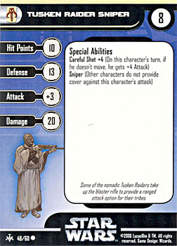 Star Wars Miniature Stat Card - Tusken Raider Sniper, #48 - Common