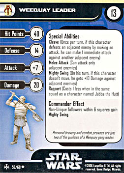 Star Wars Miniature Stat Card - Weequay Leader, #50 - Uncommon