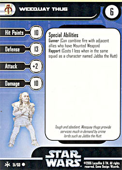 Star Wars Miniature Stat Card - Weequay Thug, #51 - Common