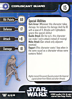 Star Wars Miniature Stat Card - Coruscant Guard, #46 - Common