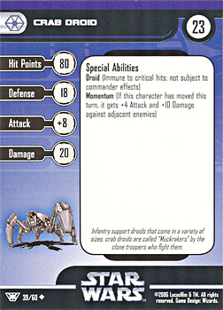 Star Wars Miniature Stat Card - Crab Droid, #39 - Uncommon