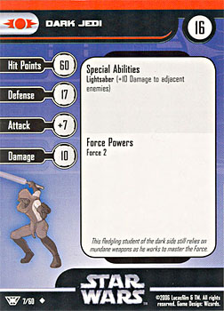 Star Wars Miniature Stat Card - Dark Jedi, #7 - Uncommon