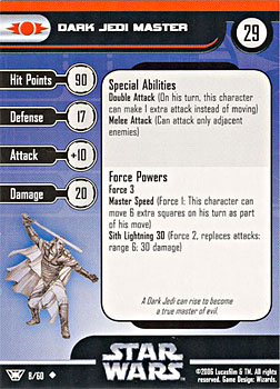 Star Wars Miniature Stat Card - Dark Jedi Master, #8 - Uncommon