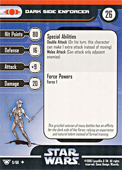 Star Wars Miniature Stat Card - Dark Side Enforcer, #9 - Uncommon