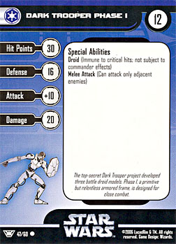 Star Wars Miniature Stat Card - Dark Trooper Phase I, #47 - Common