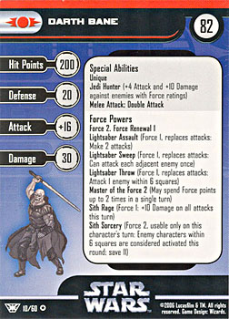 Star Wars Miniature Stat Card - Darth Bane, #10 - Very Rare