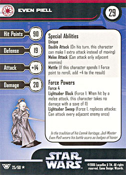 Star Wars Miniature Stat Card - Even Piell, #25 - Rare