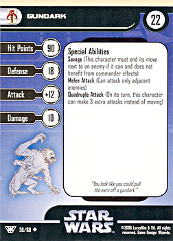 Star Wars Miniature Stat Card - Gundark, #56 - Uncommon