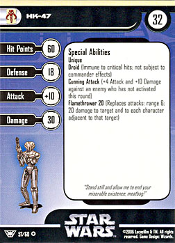 Star Wars Miniature Stat Card - HK-47, #57 - Very Rare