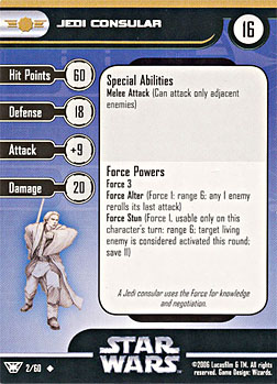 Star Wars Miniature Stat Card - Jedi Consular, #2 - Uncommon