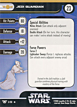 Star Wars Miniature Stat Card - Jedi Guardian, #3 - Uncommon