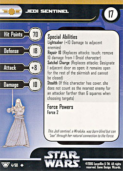 Star Wars Miniature Stat Card - Jedi Sentinel, #4 - Uncommon