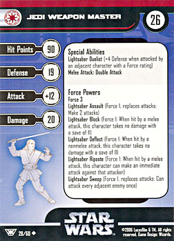 Star Wars Miniature Stat Card - Jedi Weapon Master, #28 - Uncommon