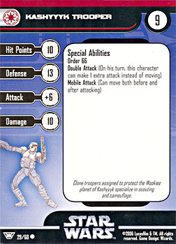 Star Wars Miniature Stat Card - Kashyyyk Trooper, #29 - Common