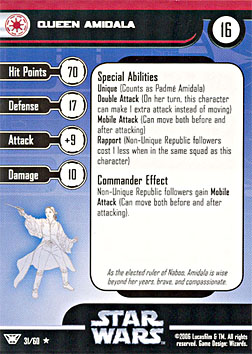 Star Wars Miniature Stat Card - Queen Amidala, #31 - Rare
