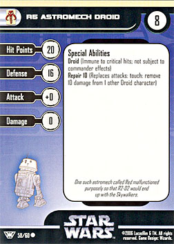 Star Wars Miniature Stat Card - R5 Astromech Droid, #58 - Common