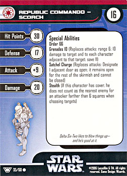 Star Wars Miniature Stat Card - Republic Commando - Scorch, #35 - Common