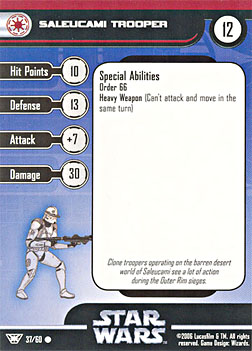 Star Wars Miniature Stat Card - Saleucami Trooper, #37 - Common
