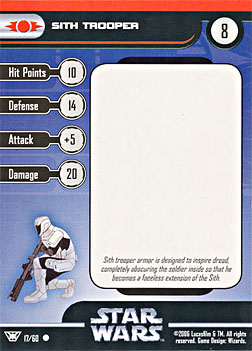 Star Wars Miniature Stat Card - Sith Trooper #17, #17 - Common