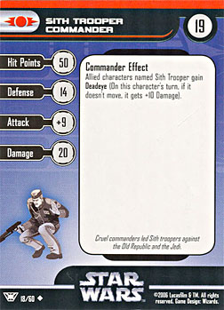 Star Wars Miniature Stat Card - Sith Trooper Commander, #18 - Uncommon