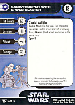 Star Wars Miniature Stat Card - Snowtrooper with E-Web Blaster, #51 - Rare
