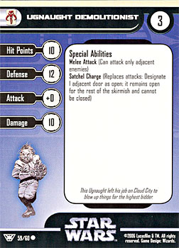 Star Wars Miniature Stat Card - Ugnaught Demolitionist, #59 - Common